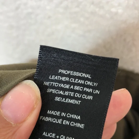 Alice + Olivia Womens Olive Green French Leather Suede Skirt SIZE 2 - Picture 9 of 9